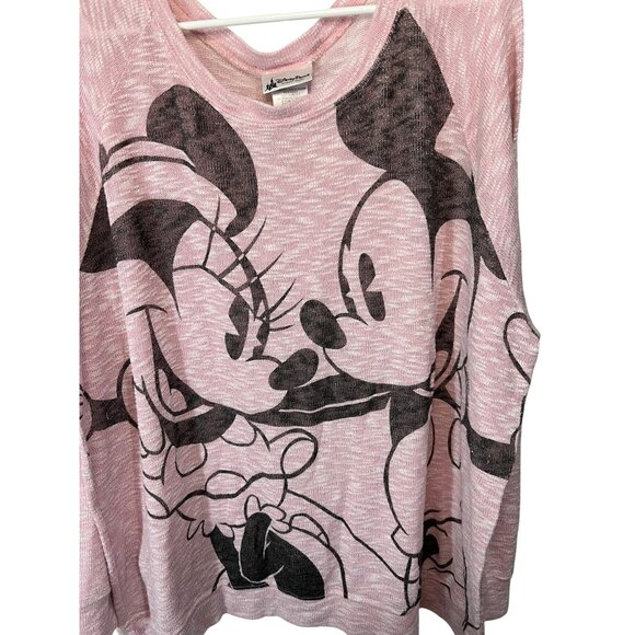 Disney Parks Pink Minnie & Mickey Long Sleeve Lightweight Sweater 3X 72% Rayon 2 - Picture 2 of 8